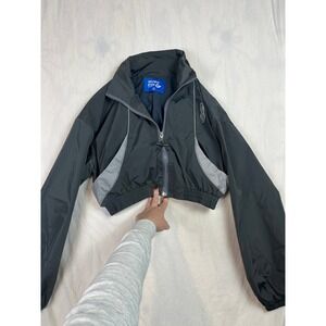 Aelfric Eden Cropped Windbreaker Jacket Gray Techwear Streetwear Star Zip Small